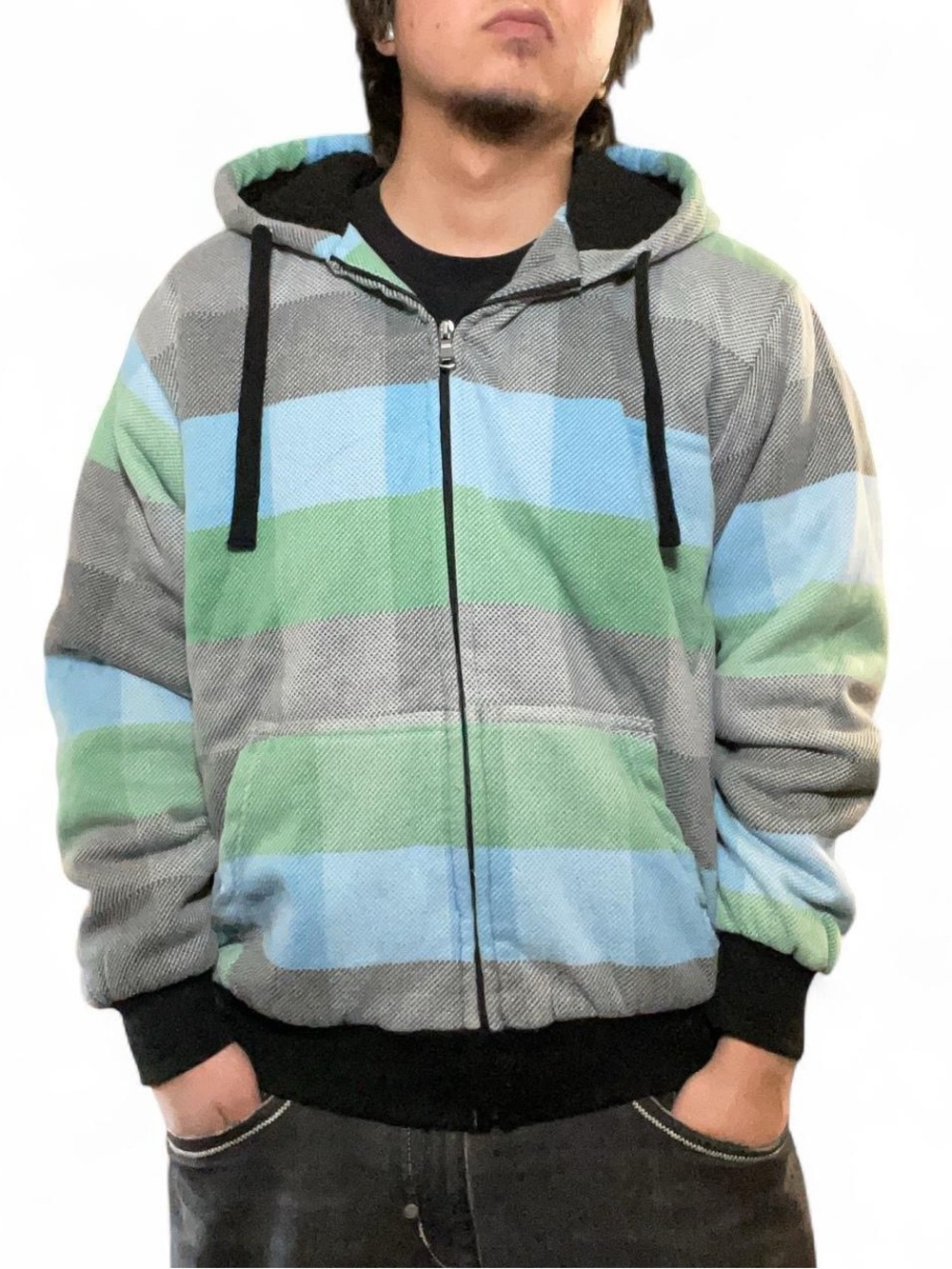 Original Deluxe Men's Sherpa‎ Fleece Lined Plaid Full Zip Hoodie